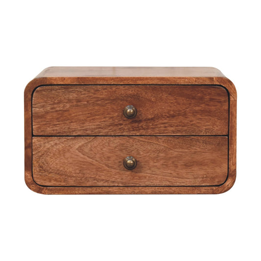 Cloud 9 Floating Bedside 2 Drawer - Honey Caramel