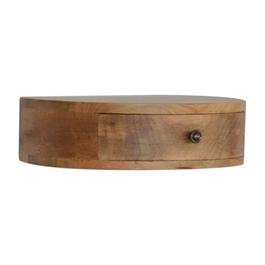 Cloud 9 Floating Bedside Rounded Drawer - Light Wood