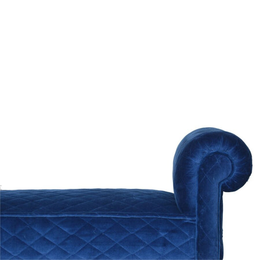 You and Me Velvet Embrace Bench – Quilted Royal Blue
