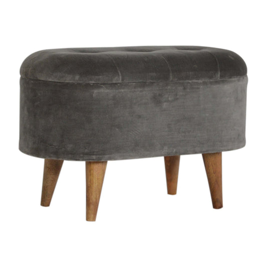 Slam Dunk Velvet Footstool - Silver Grey