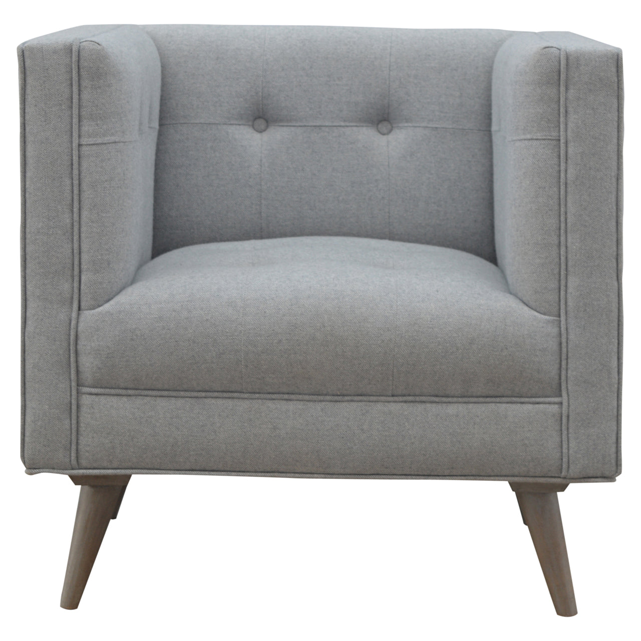 Whisper Grey Cubed Tweed Armchair
