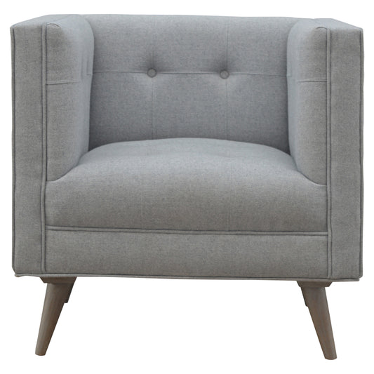 Whisper Grey Cubed Tweed Armchair
