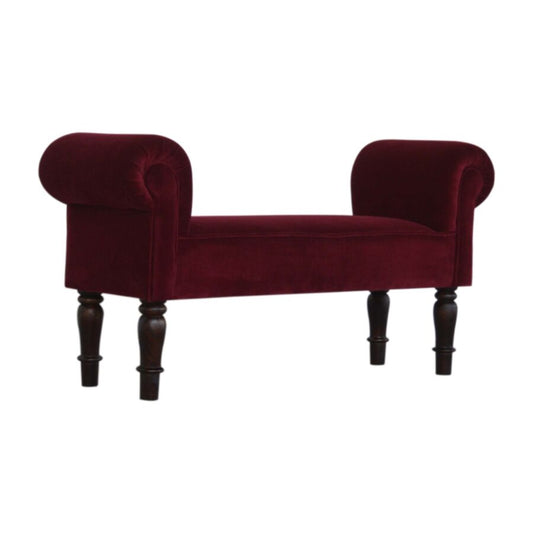 You and Me Velvet Embrace Bench – Ruby Red