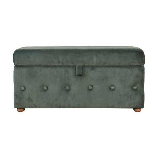 Forest Green Velvet Lid-up Ottoman