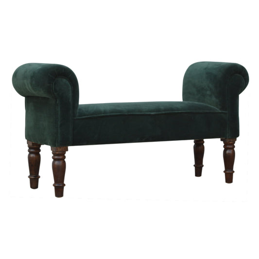 You and Me Velvet Embrace Bench – Forest Green