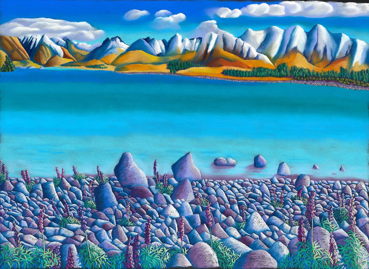 Lake Tepako New Zealand - Original Pastel