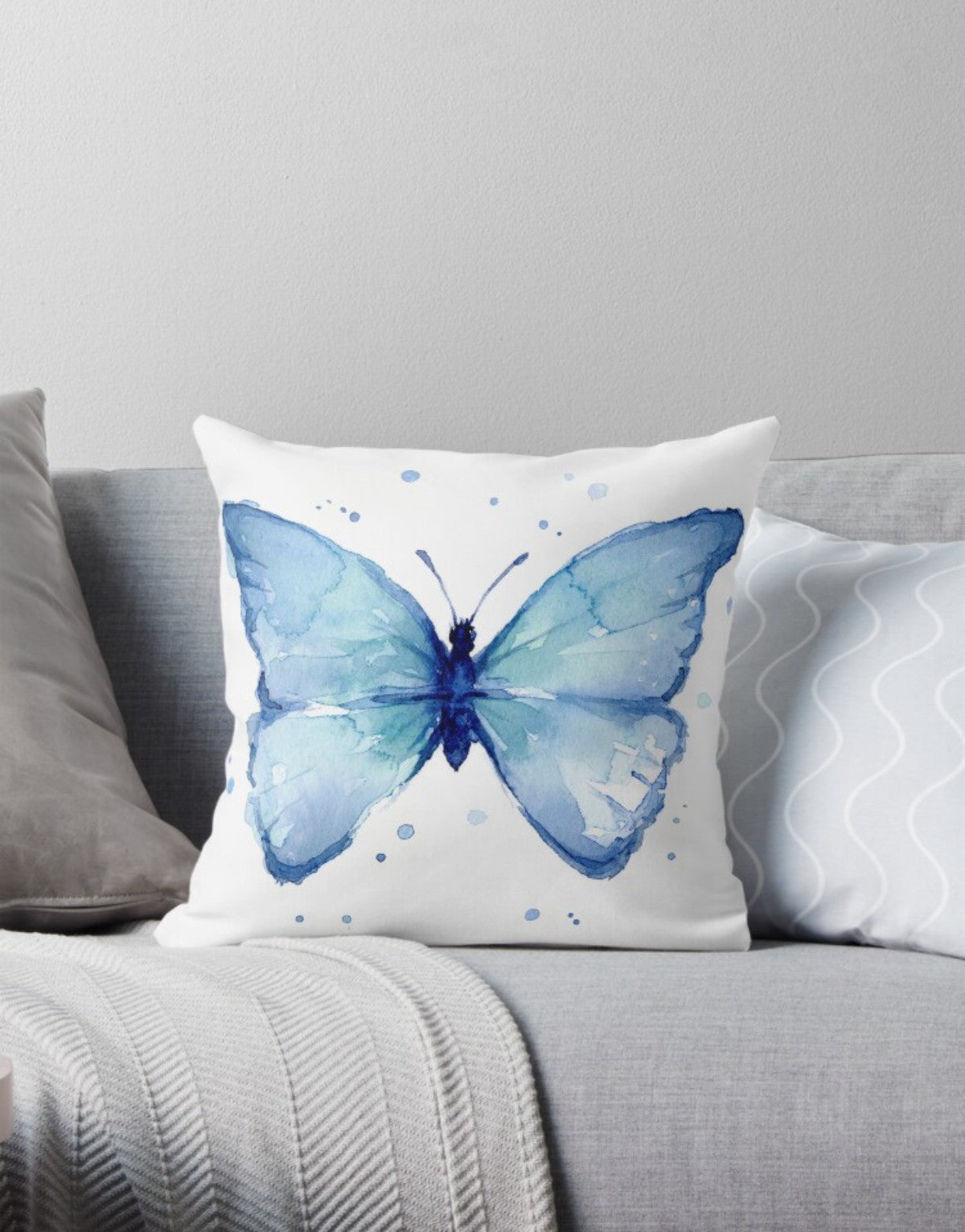 Water Colour Butterfly Cushion