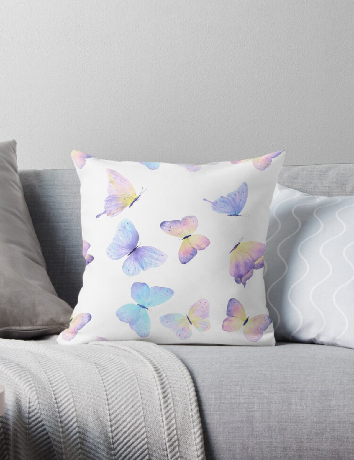 Multi- Pastel Butterfly Cushion