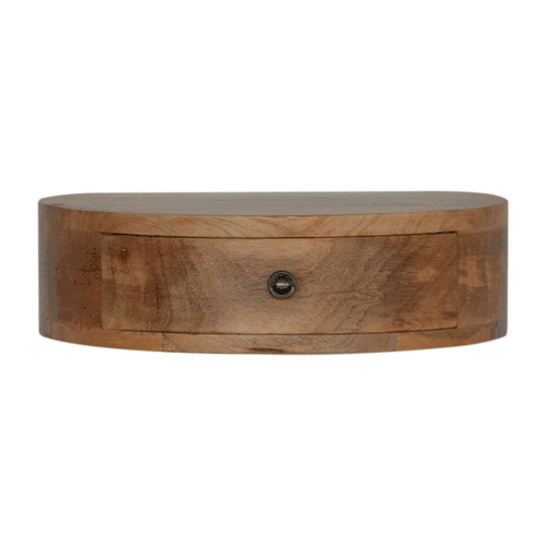 Cloud 9 Floating Bedside Rounded Drawer - Light Wood