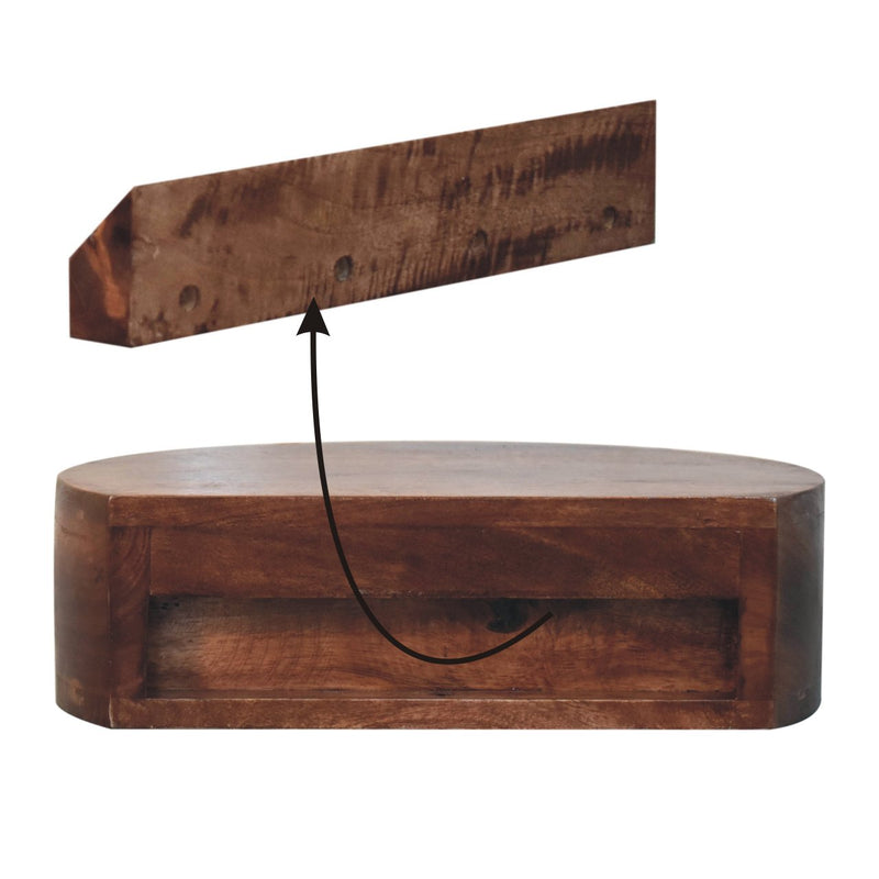 Cloud 9 Floating Bedside Rounded Drawer - Dark Wood