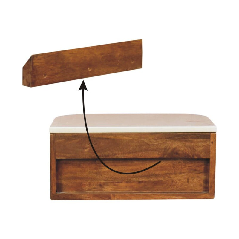 Cloud 9 Floating Bedside Single Drawer - Marble Top