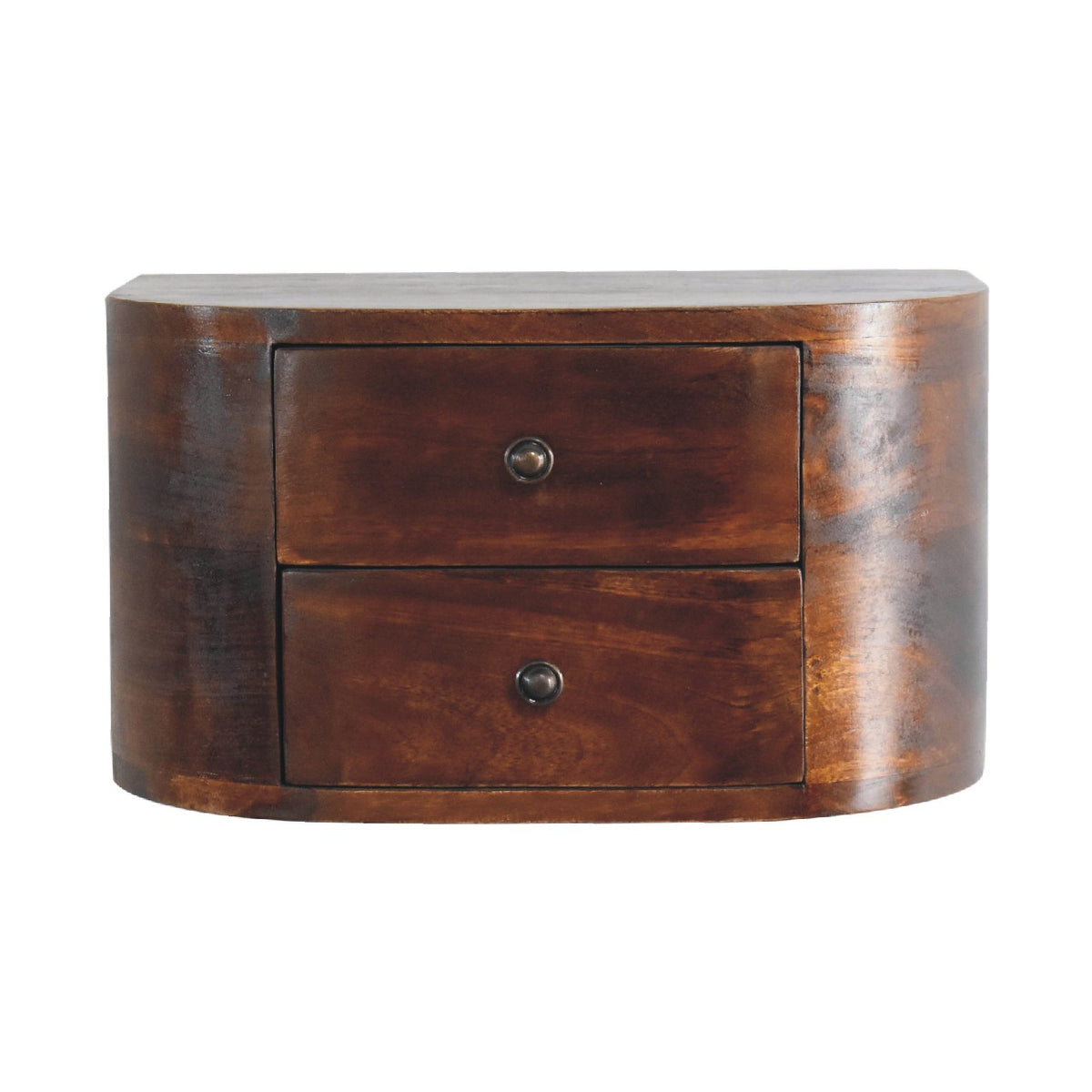 Cloud 9 Floating Bedside 2 Drawer - Curved Wood
