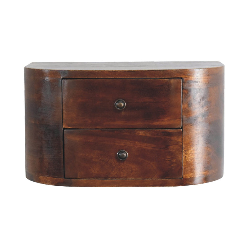 Cloud 9 Floating Bedside 2 Drawer - Curved Wood