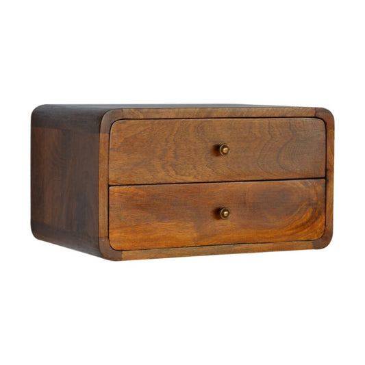 Cloud 9 Floating Bedside 2 Drawer - Dark Wood