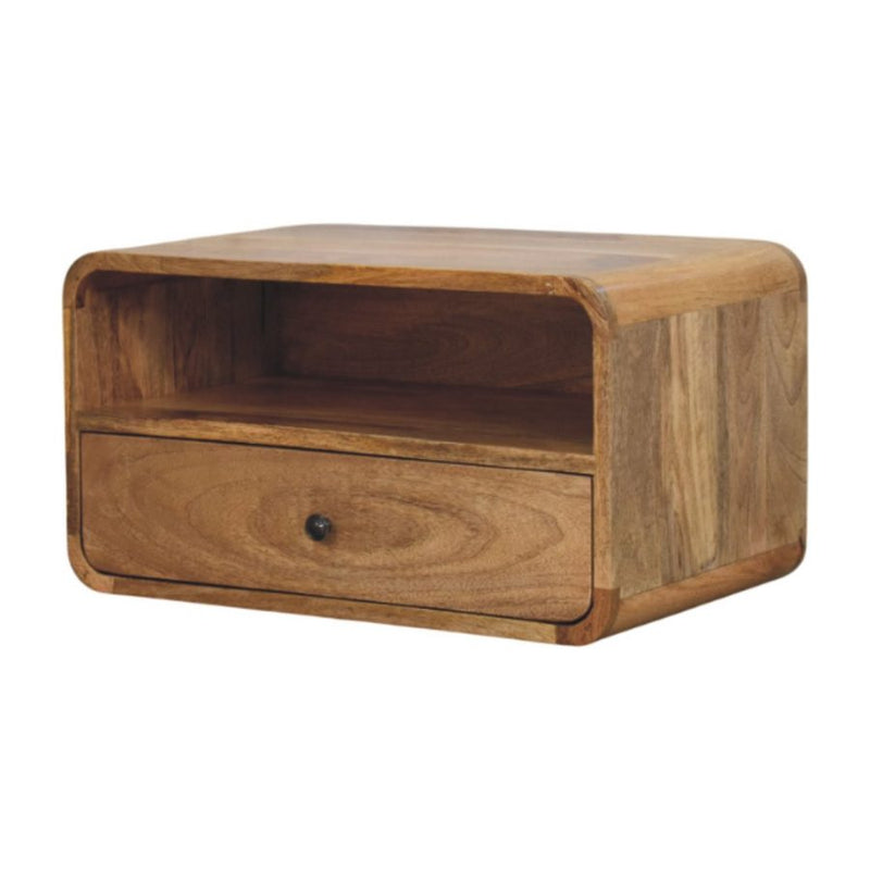 Cloud 9 Floating Bedside Shelf with Single Drawer - Light Wood