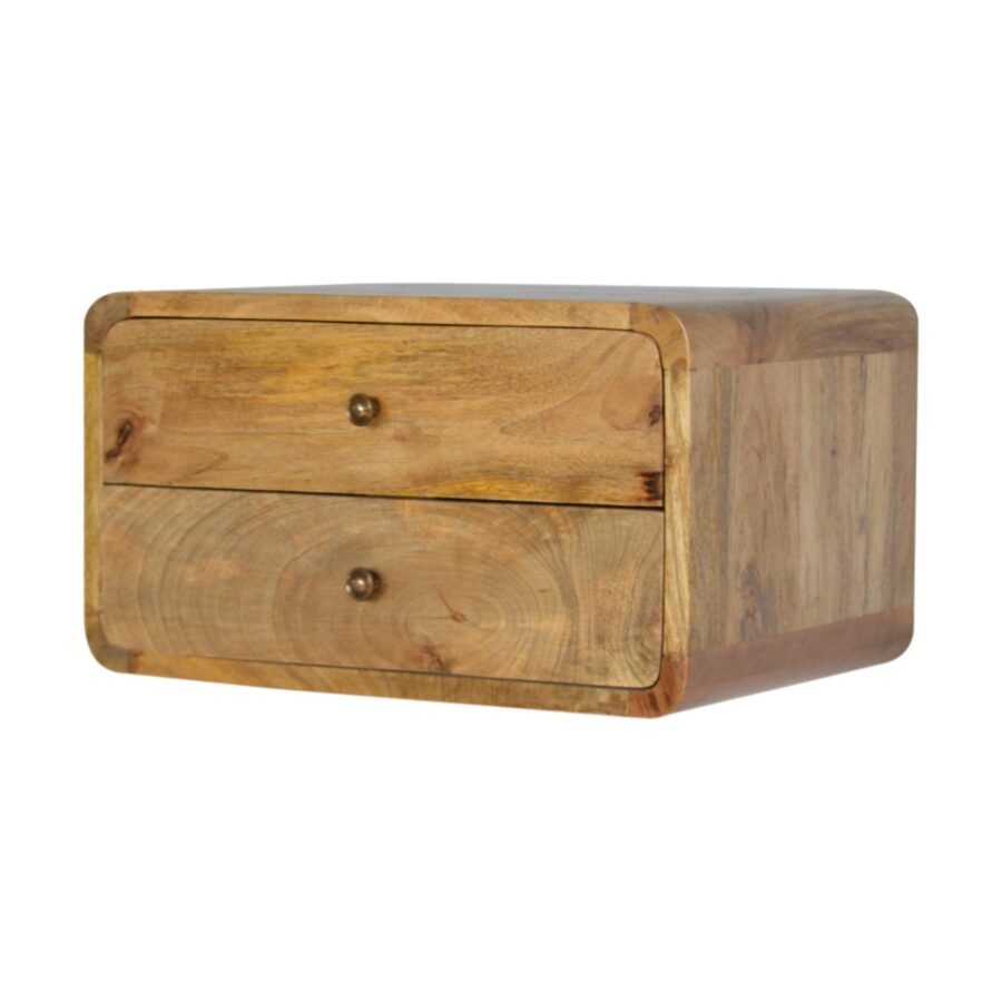 Cloud 9 Floating Bedside 2 Drawer - Light Wood