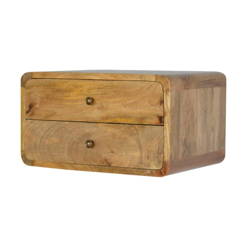 Cloud 9 Floating Bedside 2 Drawer - Light Wood