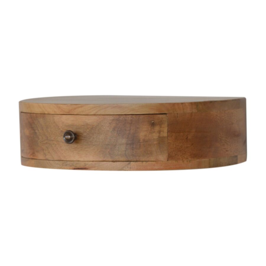 Cloud 9 Floating Bedside Rounded Drawer - Light Wood