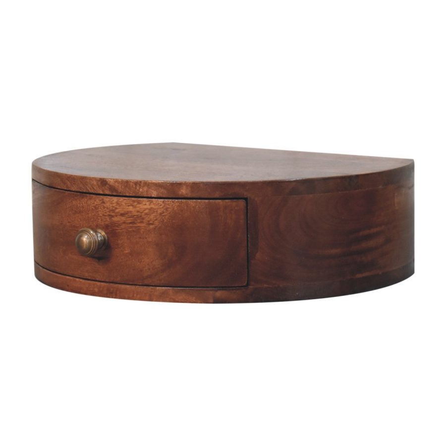 Cloud 9 Floating Bedside Rounded Drawer - Dark Wood