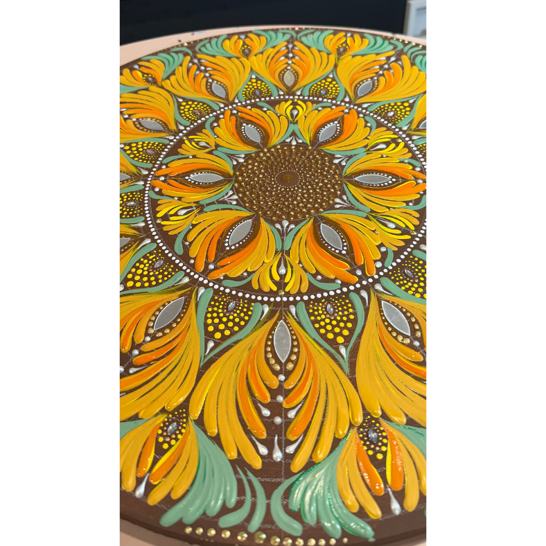 Golden Sunflower Original Mandala