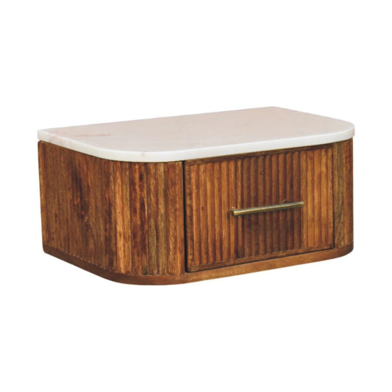 Cloud 9 Floating Bedside Single Drawer - Marble Top