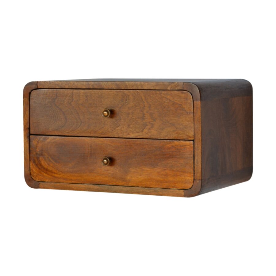 Cloud 9 Floating Bedside 2 Drawer - Dark Wood