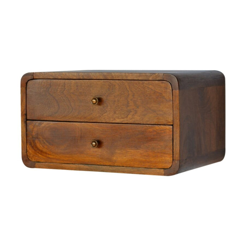 Cloud 9 Floating Bedside 2 Drawer - Dark Wood