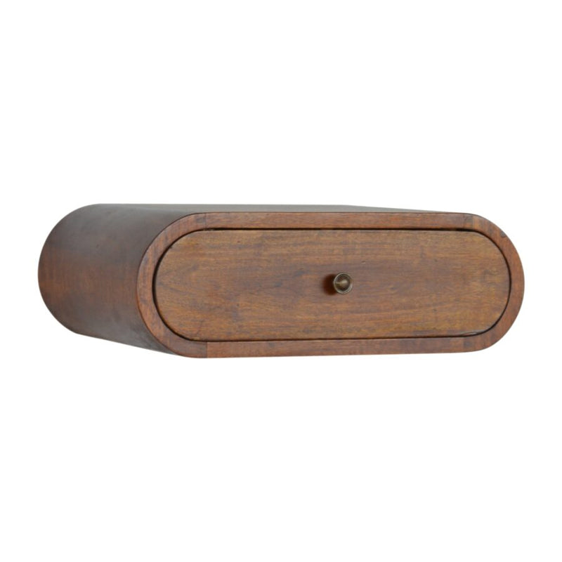 Cloud 9 Floating Bedside Single Drawer - Dark Wood