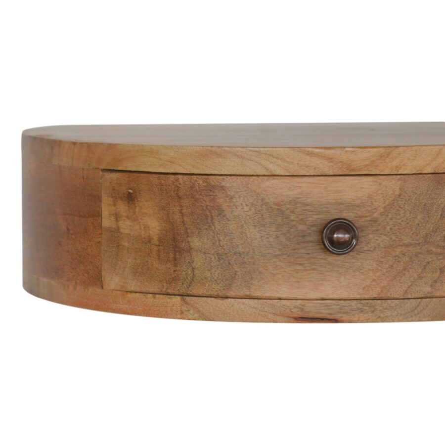 Cloud 9 Floating Bedside Rounded Drawer - Light Wood