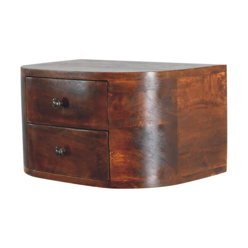 Cloud 9 Floating Bedside 2 Drawer - Curved Wood