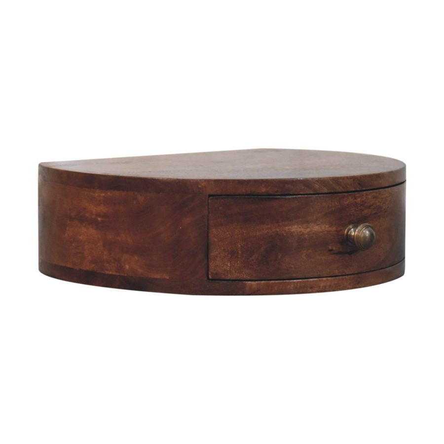 Cloud 9 Floating Bedside Rounded Drawer - Dark Wood
