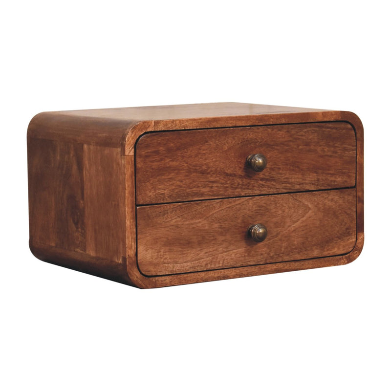 Cloud 9 Floating Bedside 2 Drawer - Honey Caramel