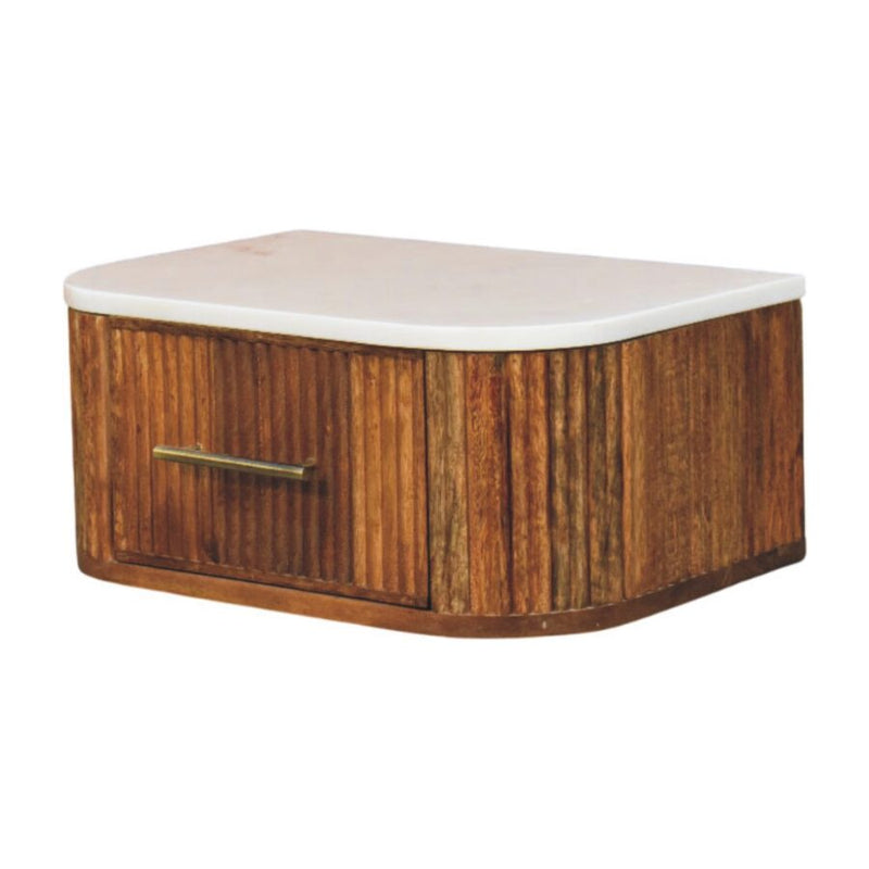 Cloud 9 Floating Bedside Single Drawer - Marble Top