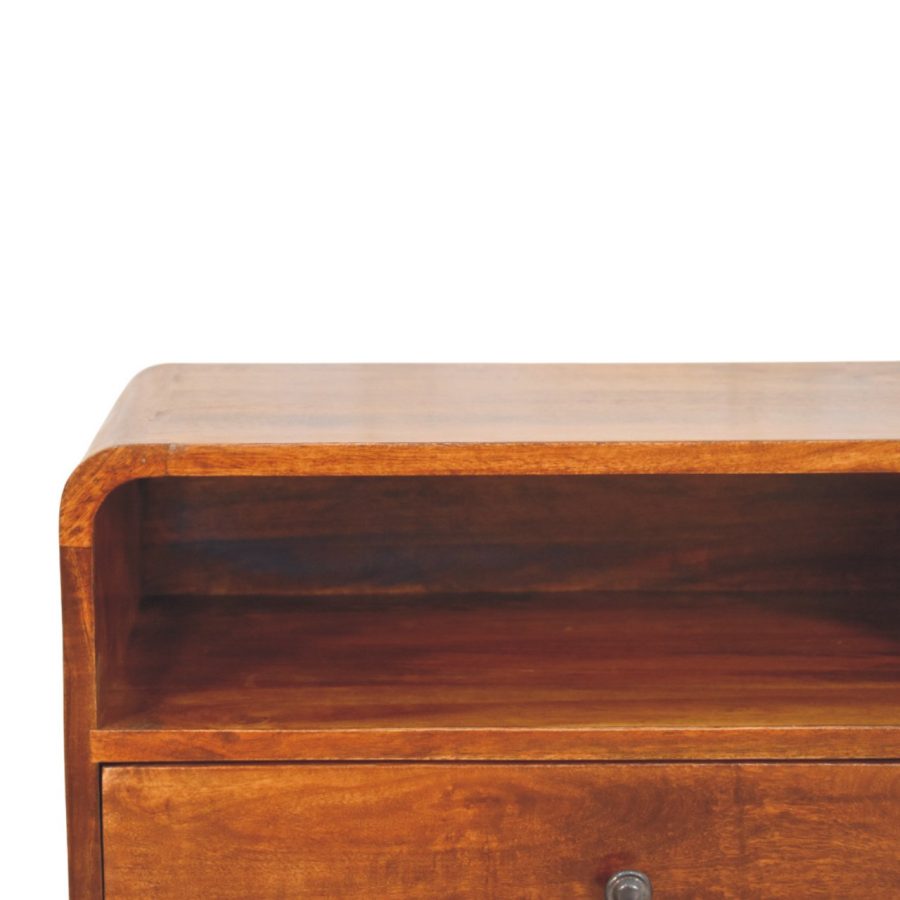 Cloud 9 Floating Bedside Shelf with Single Drawer - Dark Wood