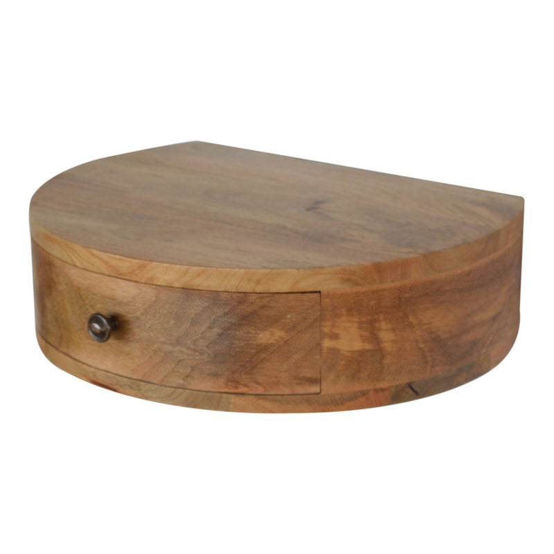 Cloud 9 Floating Bedside Rounded Drawer - Light Wood