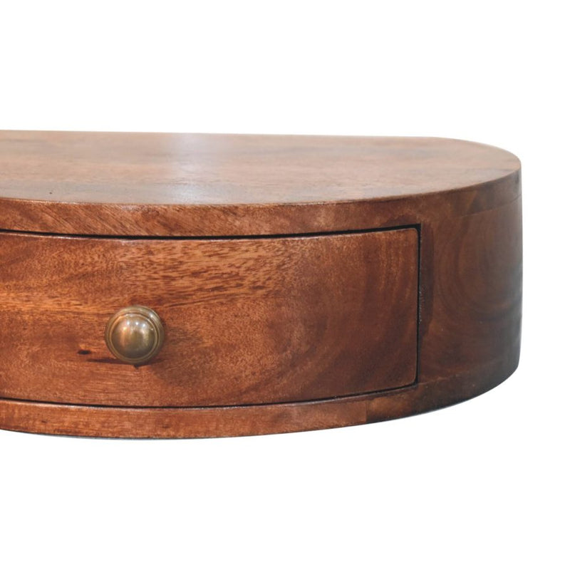 Cloud 9 Floating Bedside Rounded Drawer - Dark Wood