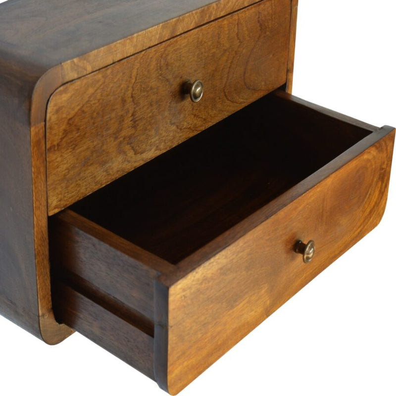 Cloud 9 Floating Bedside 2 Drawer - Dark Wood