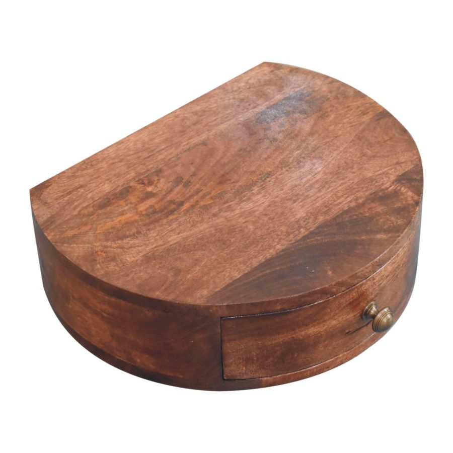 Cloud 9 Floating Bedside Rounded Drawer - Dark Wood