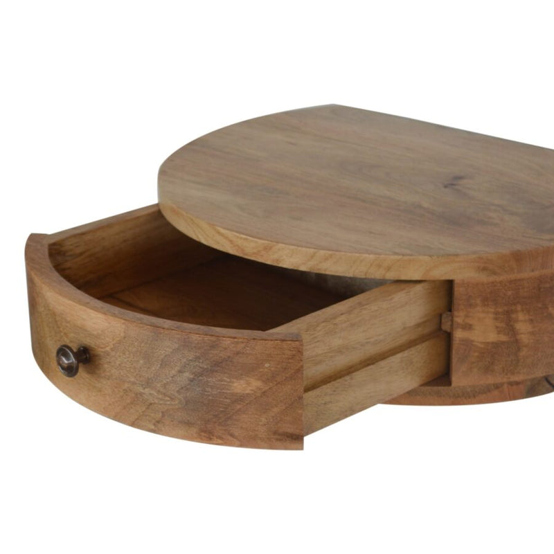 Cloud 9 Floating Bedside Rounded Drawer - Light Wood