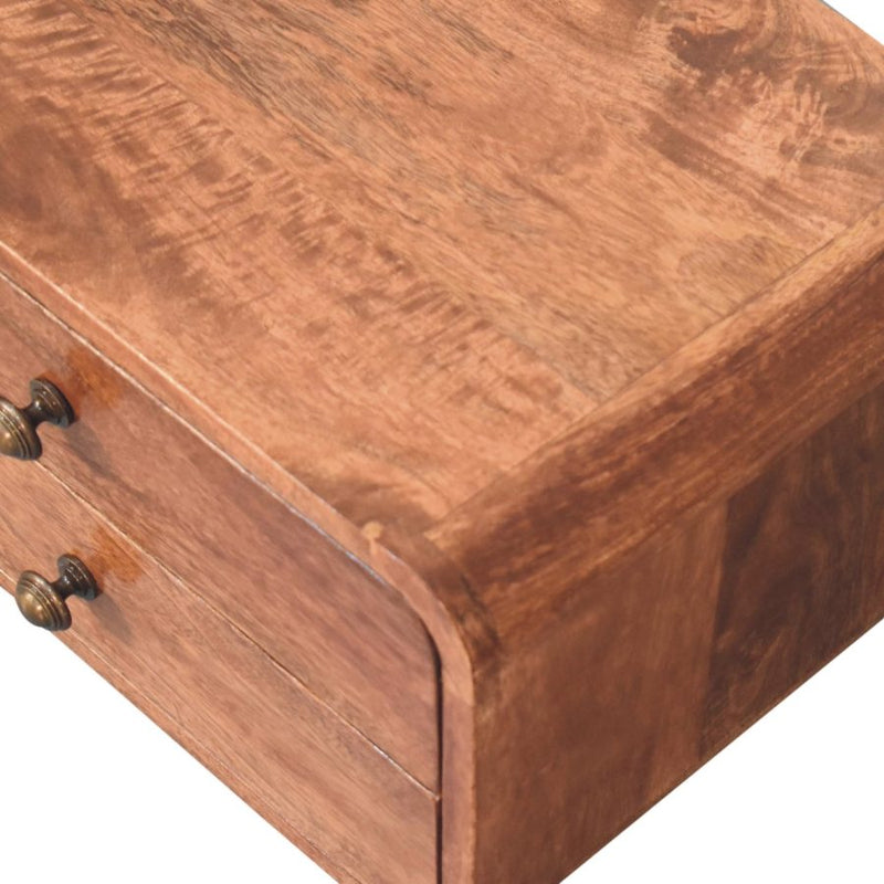 Cloud 9 Floating Bedside 2 Drawer - Honey Caramel