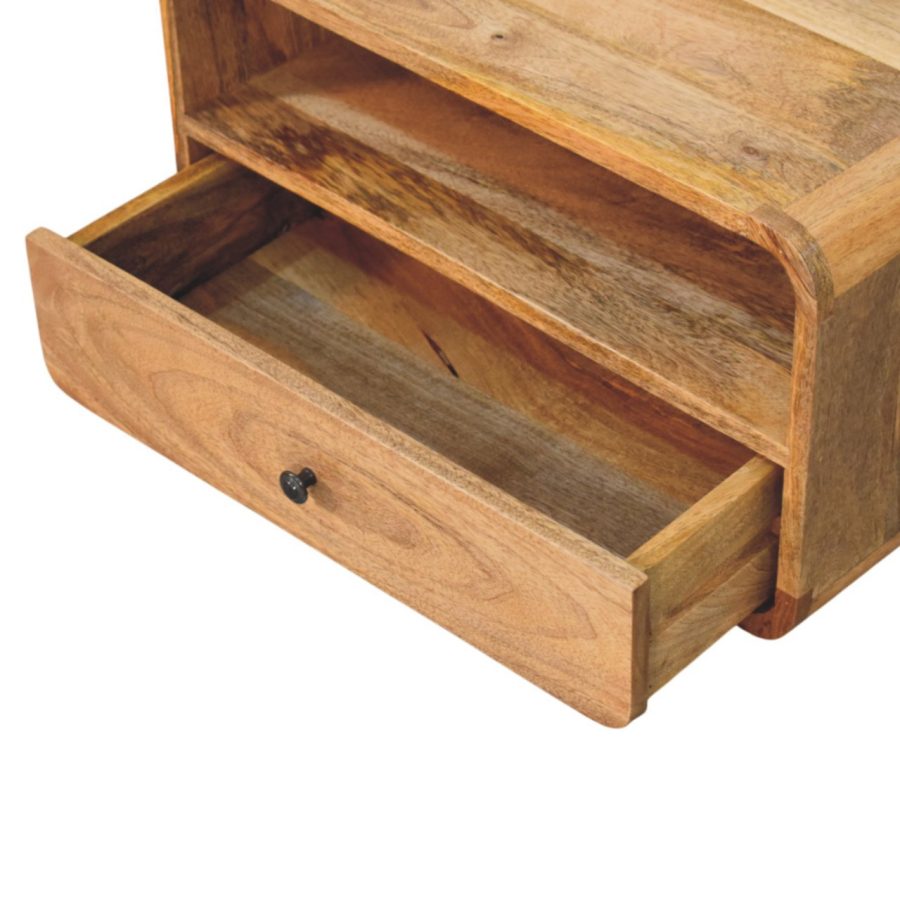 Cloud 9 Floating Bedside Shelf with Single Drawer - Light Wood