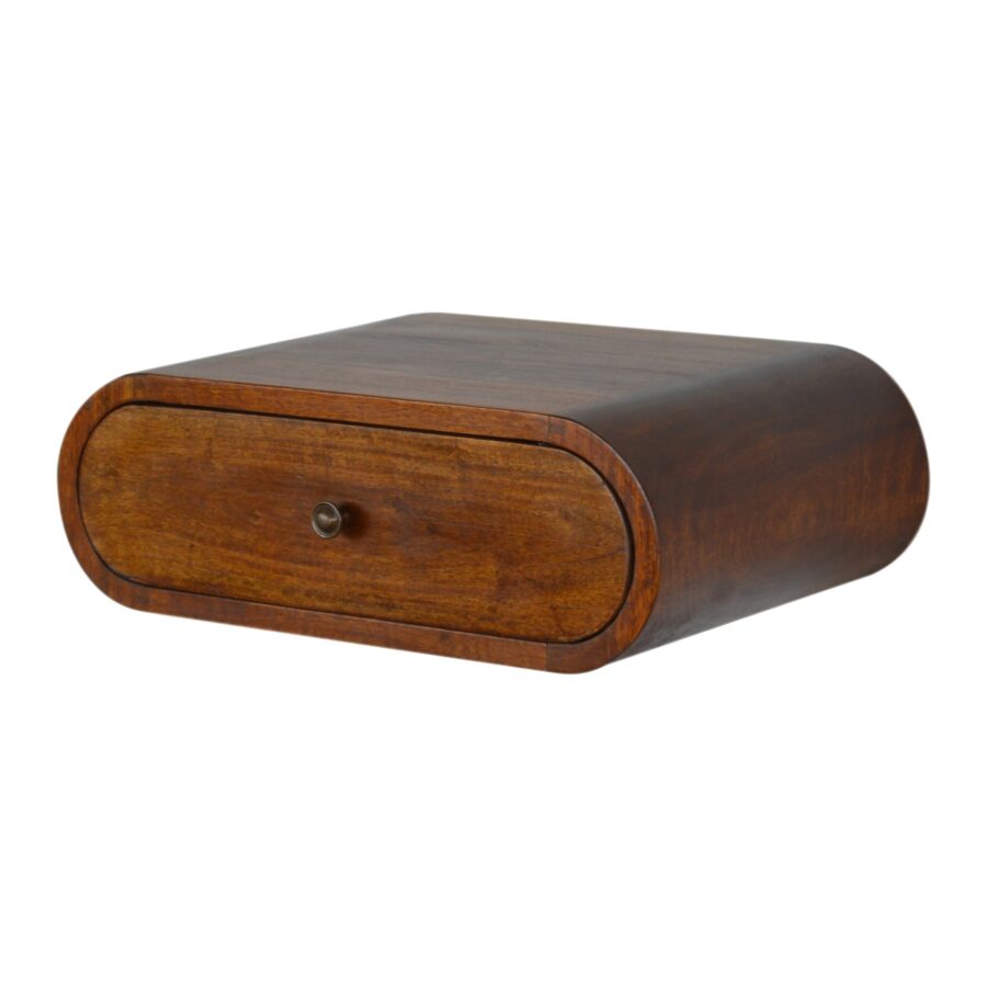 Cloud 9 Floating Bedside Single Drawer - Dark Wood