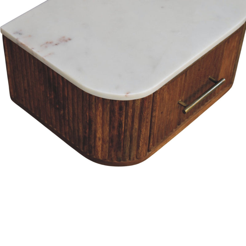 Cloud 9 Floating Bedside Single Drawer - Marble Top