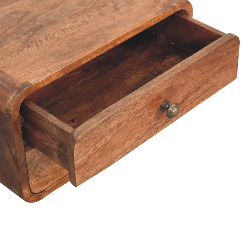 Cloud 9 Floating Bedside 2 Drawer - Honey Caramel