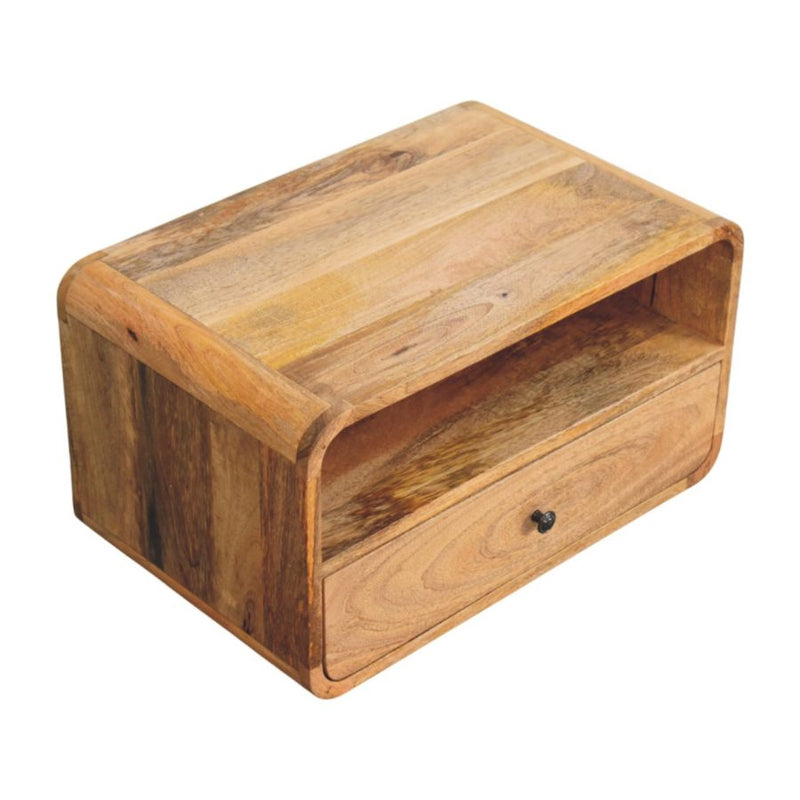 Cloud 9 Floating Bedside Shelf with Single Drawer - Light Wood