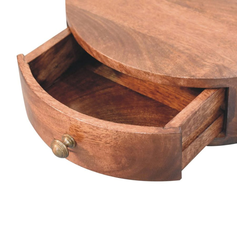 Cloud 9 Floating Bedside Rounded Drawer - Dark Wood