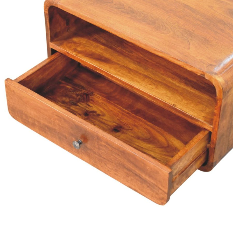 Cloud 9 Floating Bedside Shelf with Single Drawer - Dark Wood