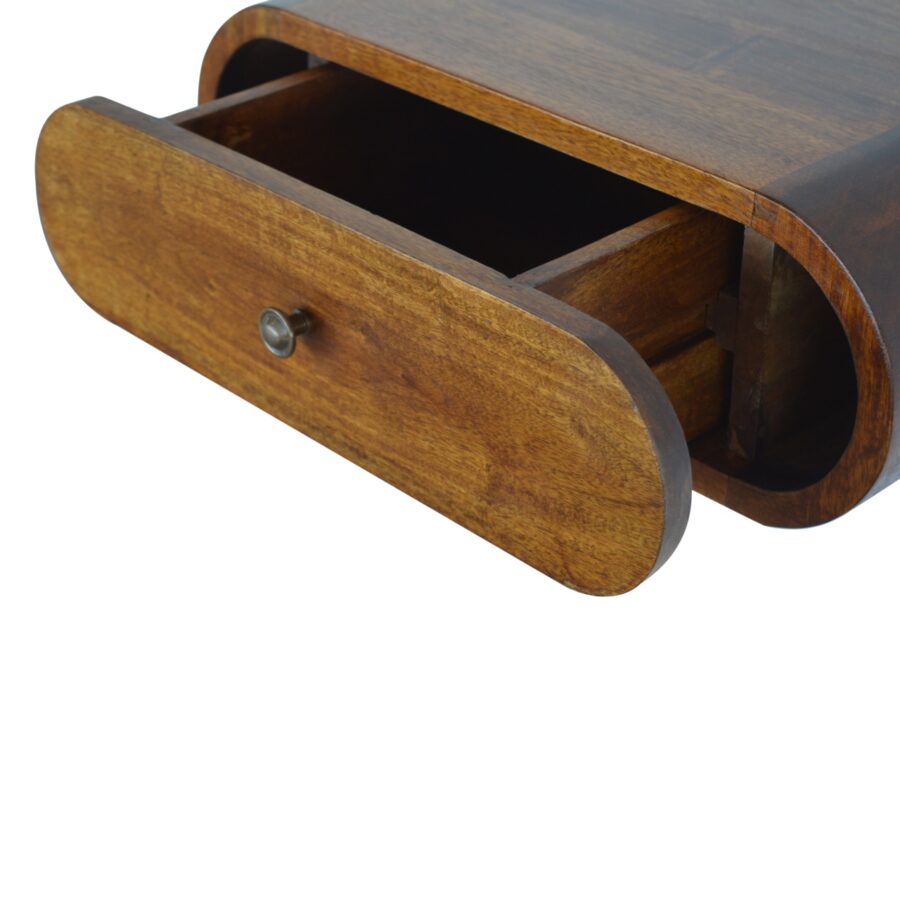 Cloud 9 Floating Bedside Single Drawer - Dark Wood