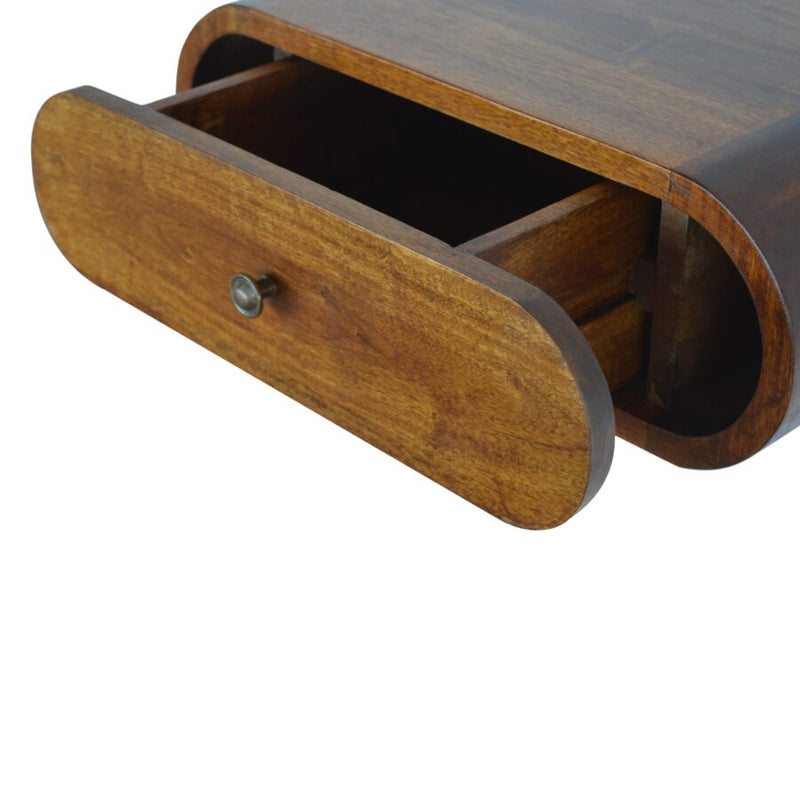 Cloud 9 Floating Bedside Single Drawer - Dark Wood