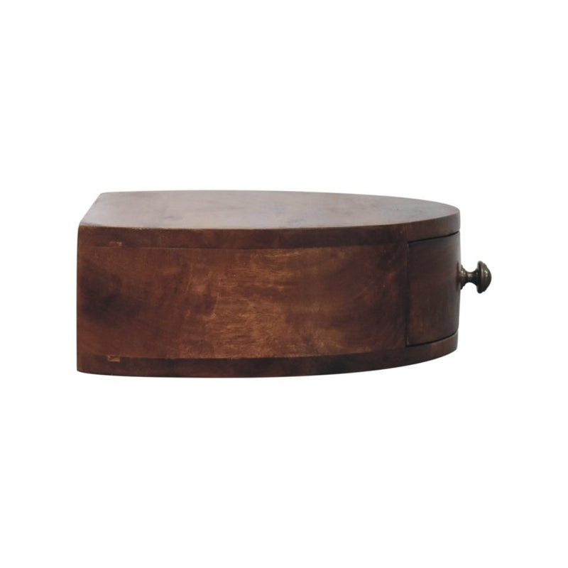 Cloud 9 Floating Bedside Rounded Drawer - Dark Wood